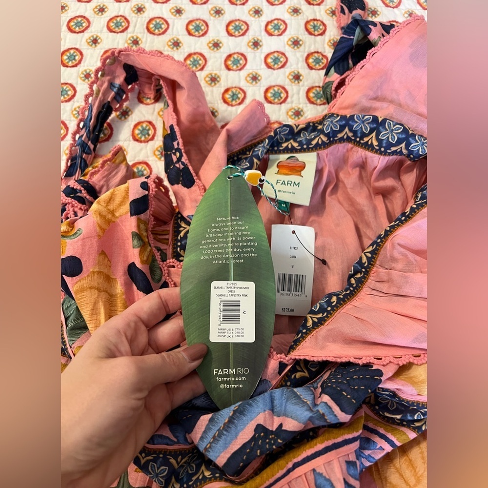 FARM Rio Pink and Blue Floral Midi Dress - Picture 7 of 11